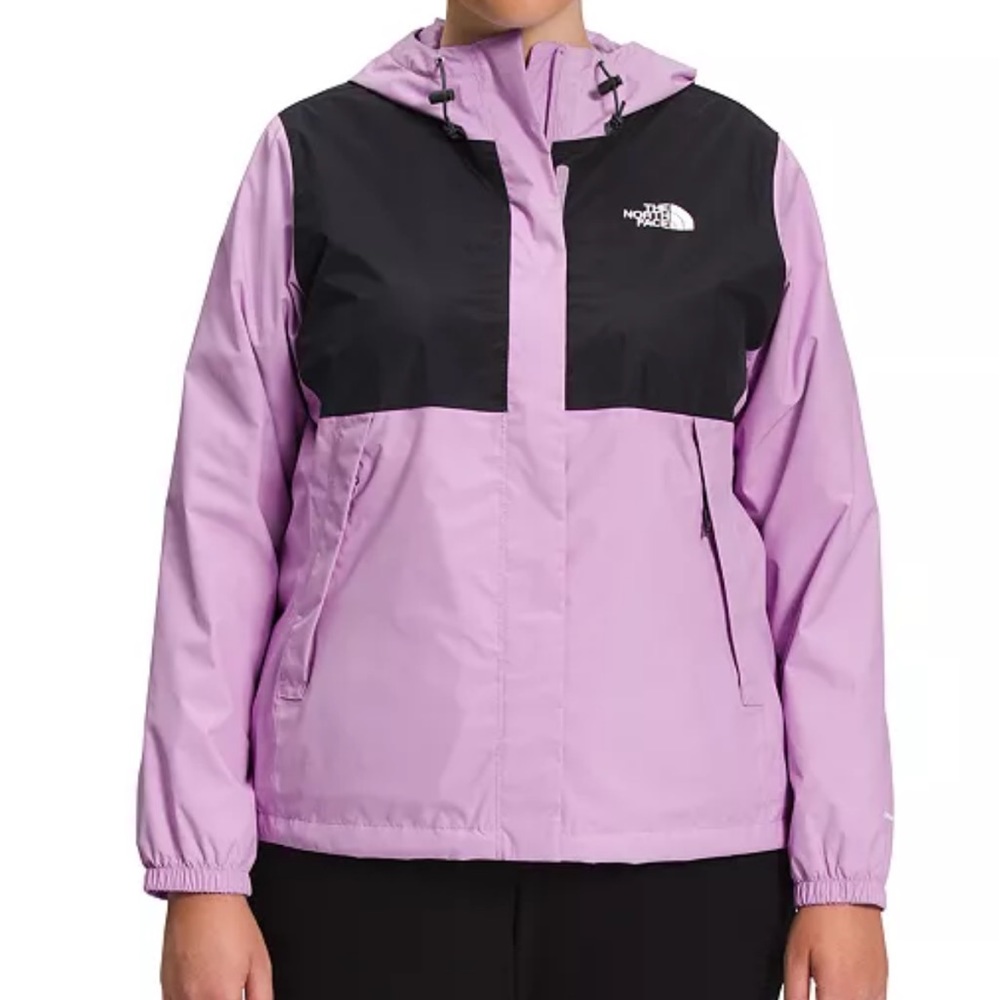 The North Face Women’s Antora Rain Jacket in TNF Black / Lupine 1X
